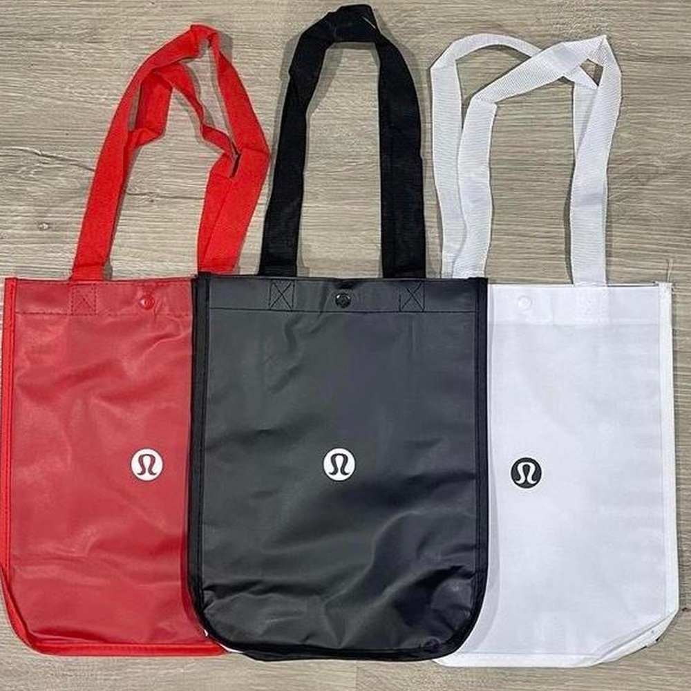 3 x large Lululemon Red, Black, and White Tote Bags